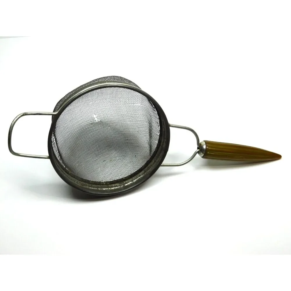 Vintage Bakelite Green Handle Strainer Metal Sifter 12 inch Large